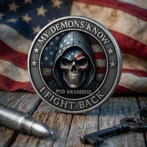 PTSD Awareness My Demons Know I Fight Back Challenge Coin